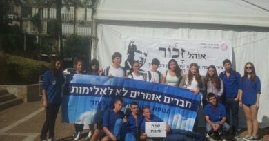 ביקור נציגי בית הספר שבח מופת באוהל זכור בכיכר רבין